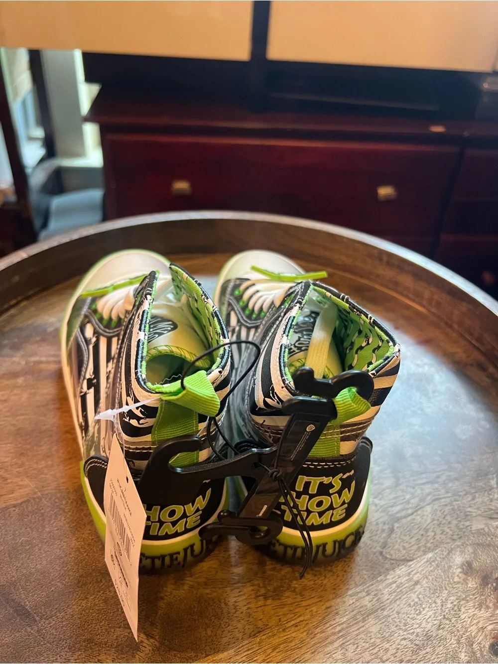 Kids High-Top Sneakers in Black & Lime Green